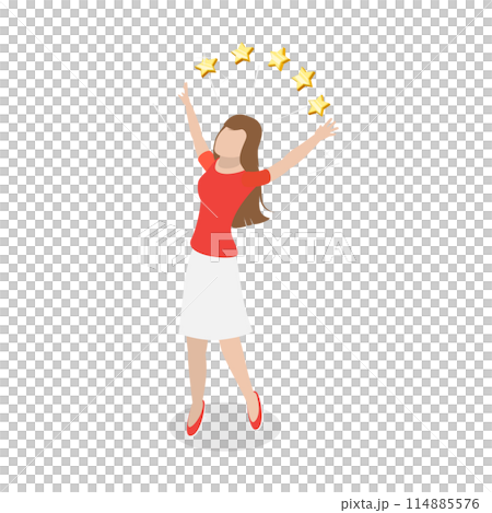 3D Isometric Flat  Conceptual Illustration of Happy Person, Positive Emotions 114885576