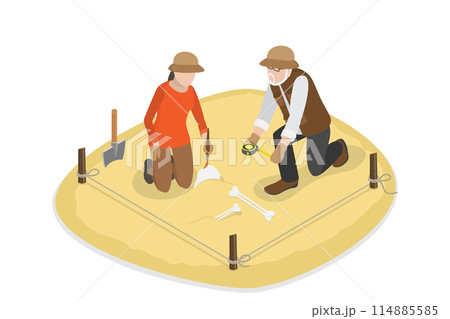 3D Isometric Flat Conceptual Illustration of Archaeologist, Scientific Discoverie, Searching for Artifacts 3D Isometric Flat Conceptual Illustration of Archaeologist, Scientific Discoverie, Searching for Artifacts 114885585