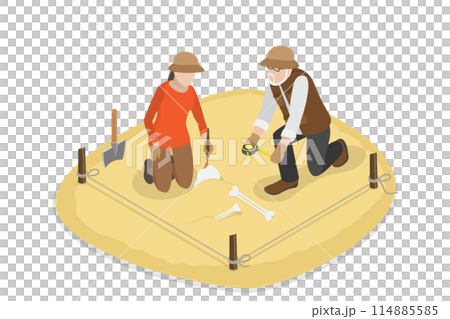 3D Isometric Flat Conceptual Illustration of Archaeologist, Scientific Discoverie, Searching for Artifacts 3D Isometric Flat Conceptual Illustration of Archaeologist, Scientific Discoverie, Searching for Artifacts 114885585
