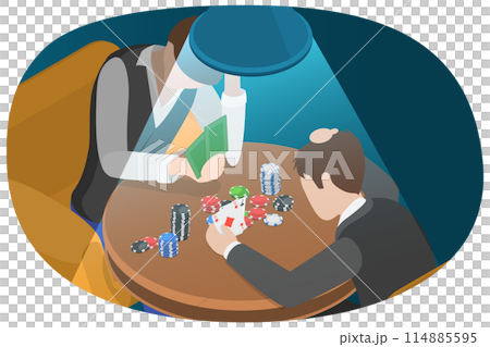 3D Isometric Flat Conceptual Illustration of Gambling Addiction, Casino Entertainment Dependence 3D Isometric Flat Conceptual Illustration of Gambling Addiction, Casino Entertainment Dependence 114885595