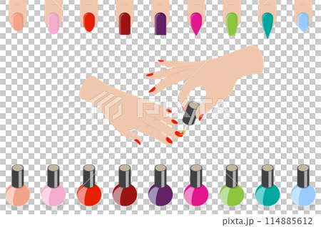 3D Isometric Flat Conceptual Illustration of Professional Manicure, Nails Polishing and Painting 3D Isometric Flat Conceptual Illustration of Professional Manicure, Nails Polishing and Painting 114885612