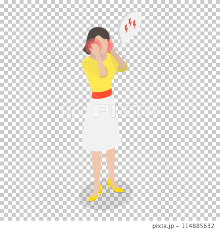 3D Isometric Flat  Conceptual Illustration of Temporomandibular Joint Disorders , TMJD Syndrome 114885632