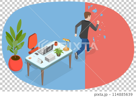 3D Isometric Flat Conceptual Illustration of Leaving Comfort Zone, Aspiration and Seek Opportunities 3D Isometric Flat Conceptual Illustration of Leaving Comfort Zone, Aspiration and Seek Opportunities 114885639