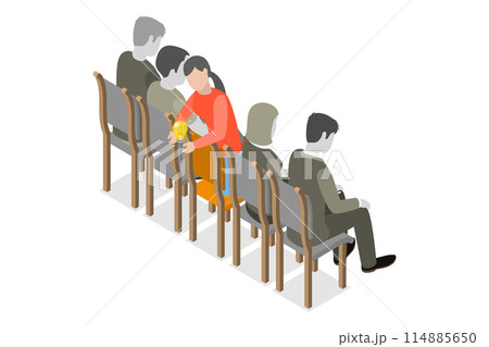 3D Isometric Flat  Conceptual Illustration of Think Different, Standing Out From the Crowd 114885650