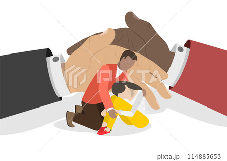 3D Isometric Flat  Conceptual Illustration of Care Of People, Help and Support 114885653