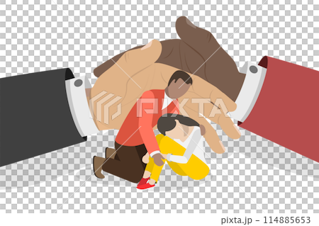 3D Isometric Flat  Conceptual Illustration of Care Of People, Help and Support 114885653