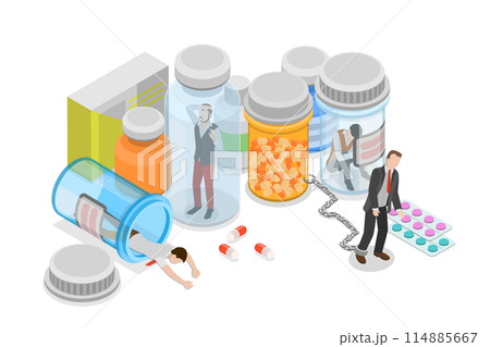 3D Isometric Flat Conceptual Illustration of Drug Misuse, Society Addiction Problem 3D Isometric Flat Conceptual Illustration of Drug Misuse, Society Addiction Problem 114885667