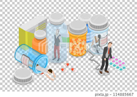 3D Isometric Flat Conceptual Illustration of Drug Misuse, Society Addiction Problem 3D Isometric Flat Conceptual Illustration of Drug Misuse, Society Addiction Problem 114885667