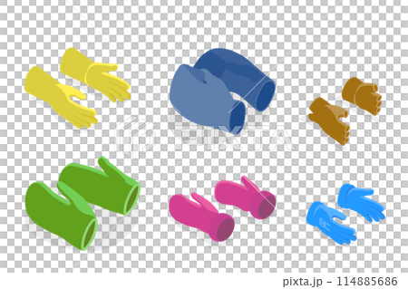 3D Isometric Flat  Set of Gloves, Oven Mitt and Potholder 114885686