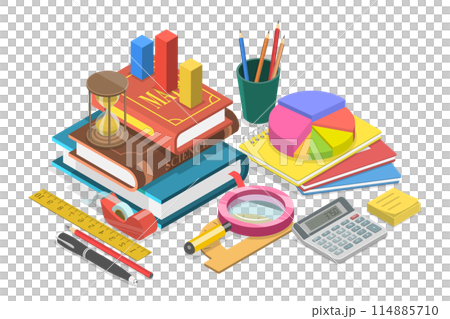 3D Isometric Flat Illustration of Math School Subject, School Subject, Algebra and Geometry Class 3D Isometric Flat Illustration of Math School Subject, School Subject, Algebra and Geometry Class 114885710