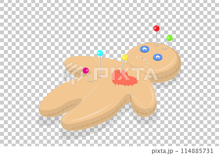 3D Isometric Flat Illustration of Voodoo Doll, Black Magic or Witchcraft 3D Isometric Flat Illustration of Voodoo Doll, Black Magic or Witchcraft 114885731