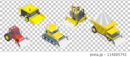 3D Isometric Flat Set of Different Snowplows, Snow Removal Vehicles 3D Isometric Flat Set of Different Snowplows, Snow Removal Vehicles 114885741
