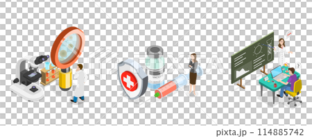 3D Isometric Flat Illustration of Human Papillomavirus Prevention, HPV Vaccination 3D Isometric Flat Illustration of Human Papillomavirus Prevention, HPV Vaccination 114885742