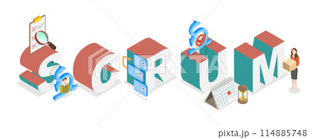 3D Isometric Flat  Illustration of SCRUM, Software Development Framework 114885748