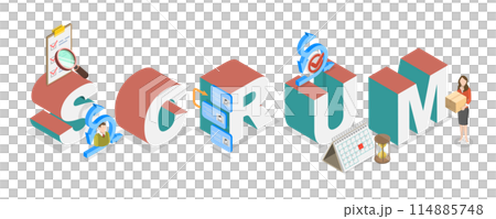3D Isometric Flat  Illustration of SCRUM, Software Development Framework 114885748