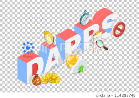 3D Isometric Flat  Illustration of DAPPS, Decentralized Application, Blockchain Technology 114885749