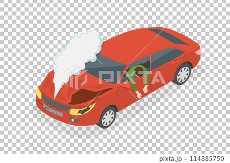 3D Isometric Flat  Illustration of Road Accident , Car Crash Scene 114885750