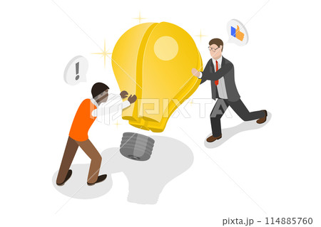 3D Isometric Flat  Illustration of Partnership, Working Together, Cooperation 114885760