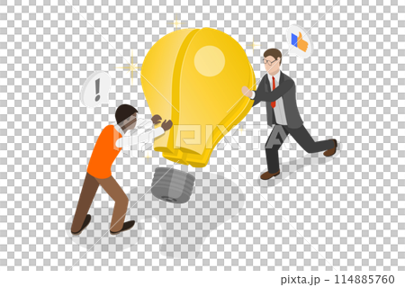 3D Isometric Flat  Illustration of Partnership, Working Together, Cooperation 114885760