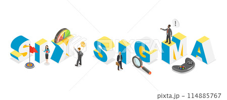 3D Isometric Flat Illustration of Six Sigma, Continuous Improvement Methodology 3D Isometric Flat Illustration of Six Sigma, Continuous Improvement Methodology 114885767