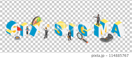 3D Isometric Flat  Illustration of Six Sigma, Continuous Improvement Methodology 114885767