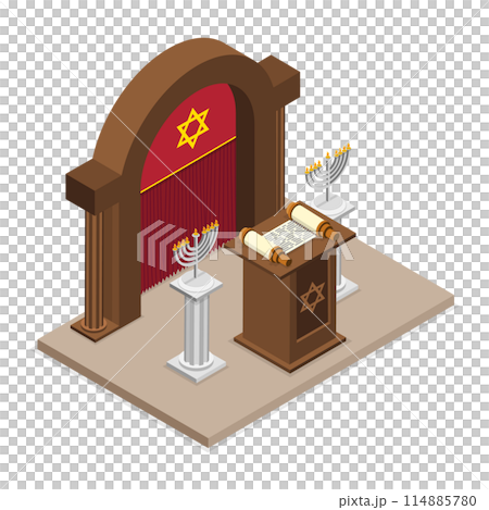3D Isometric Flat  Icon of Synagogue, Traditional Orthodox Judaism 114885780