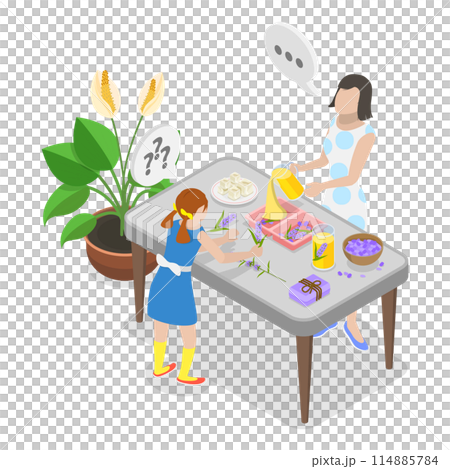 3D Isometric Flat Illustration of Family Soap Making, Fun Hobby 3D Isometric Flat Illustration of Family Soap Making, Fun Hobby 114885784