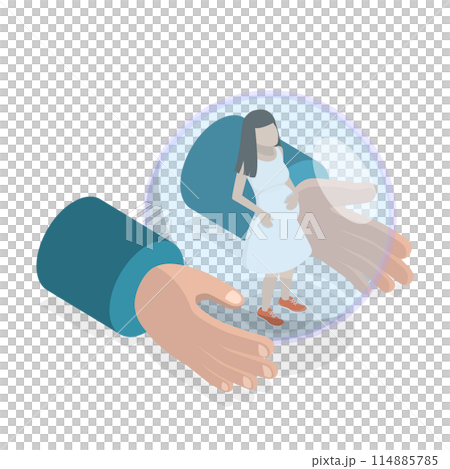 3D Isometric Flat Illustration of Safety Bubble, Preservation of Pregnancy 3D Isometric Flat Illustration of Safety Bubble, Preservation of Pregnancy 114885785