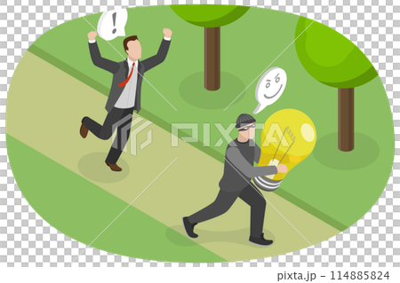 3D Isometric Flat  Illustration of Plagiarism, Thieving Ideas 114885824