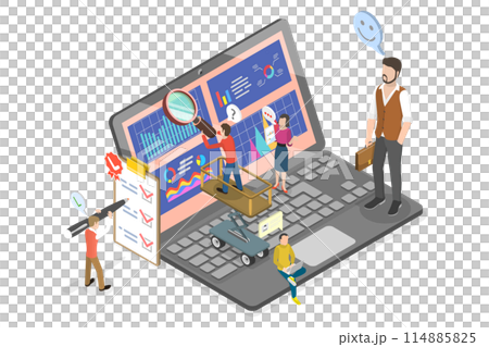 3D Isometric Flat Illustration of KPI Data Report Dashboard, Metrics Analysis 3D Isometric Flat Illustration of KPI Data Report Dashboard, Metrics Analysis 114885825