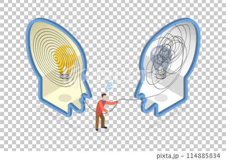 3D Isometric Flat Illustration of Schizophrenia, Psychological Help, Mental Health or Psychotherapy, 3D Isometric Flat Illustration of Schizophrenia, Psychological Help, Mental Health or Psychotherapy, 114885834