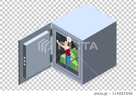 3D Isometric Flat  Illustration of Safe Haven, Financial Security 114885846