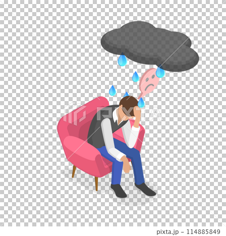 3D Isometric Flat Illustration of Depression, Frustration and Stress 3D Isometric Flat Illustration of Depression, Frustration and Stress 114885849