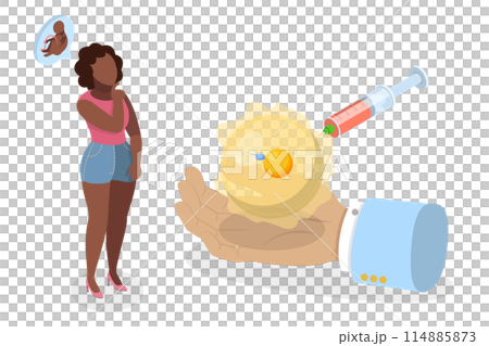 3D Isometric Flat  Illustration of In Vitro Fertilization or LVF, Infertility Treatment 114885873