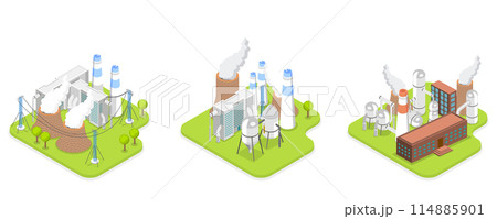 3D Isometric Flat Set of Industrial Manufacturing Facilities, Factories and Plants 3D Isometric Flat Set of Industrial Manufacturing Facilities, Factories and Plants 114885901