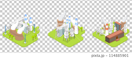 3D Isometric Flat Set of Industrial Manufacturing Facilities, Factories and Plants 3D Isometric Flat Set of Industrial Manufacturing Facilities, Factories and Plants 114885901