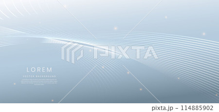 Luxury grey and white curved lines background and lighting effect sparkle. 114885902