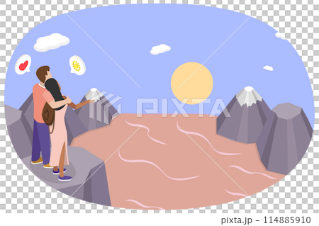 3D Isometric Flat Illustration of Romantic Date, Romance and Relationship 3D Isometric Flat Illustration of Romantic Date, Romance and Relationship 114885910