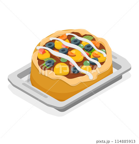 3D Isometric Flat Illustration of Turkish Traditional Cuisine , Popular Kumpir Food 3D Isometric Flat Illustration of Turkish Traditional Cuisine , Popular Kumpir Food 114885913