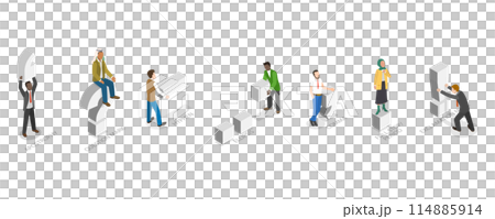 3D Isometric Flat Illustration of Punctuation Marks, Language Learning 3D Isometric Flat Illustration of Punctuation Marks, Language Learning 114885914