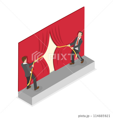 3D Isometric Flat  Illustration of Grand Opening, Ceremony or Celebration 114885921