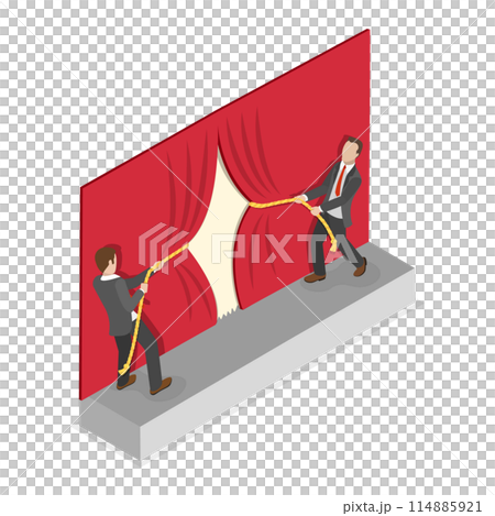 3D Isometric Flat  Illustration of Grand Opening, Ceremony or Celebration 114885921