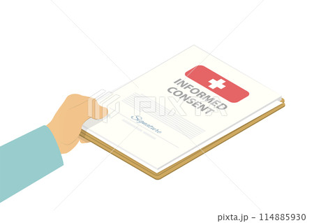3D Isometric Flat  Illustration of Health Care Treat Form, Medical Agreement 114885930