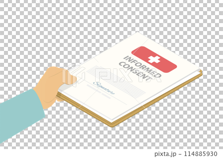 3D Isometric Flat  Illustration of Health Care Treat Form, Medical Agreement 114885930