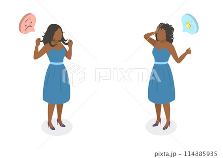 3D Isometric Flat  Illustration of Before And After Salon Hair Treatment, Haircare Routine 114885935