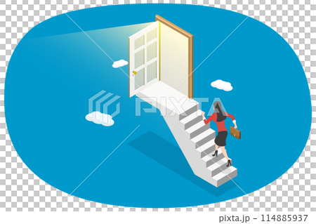 3D Isometric Flat  Illustration of Career Opportunity, Success and Achievement 114885937