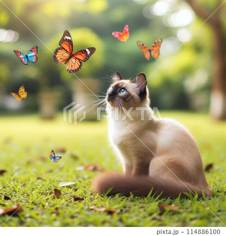 公園で遊ぶ猫 公園で遊ぶ猫 114886100
