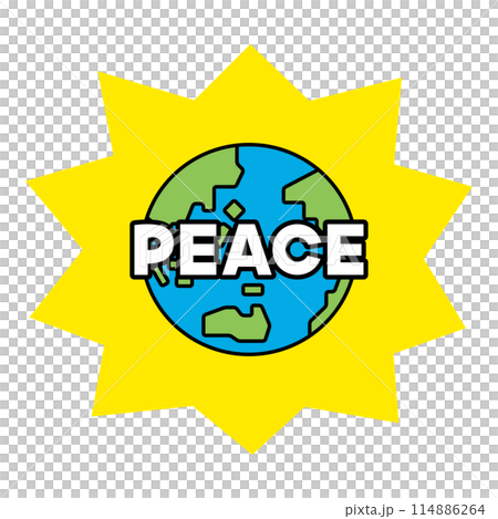 PEACEの文字と、地球のイラスト PEACEの文字と、地球のイラスト 114886264