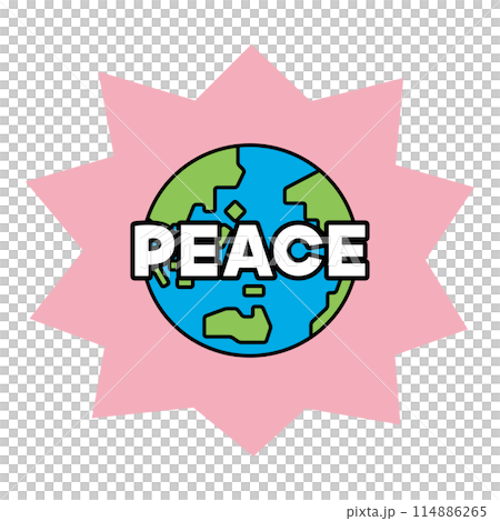 The word PEACE and an illustration of the earth The word PEACE and an illustration of the earth 114886265