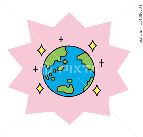 キラキラと輝く地球のイラスト 114886331